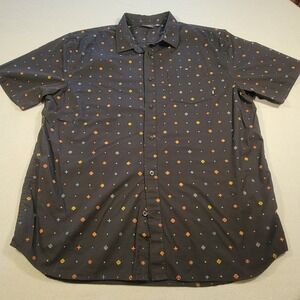 Vans Mens‎ Button Down Shirt Southwest Aztec Pattern Black Short Sleeve Size 2XL